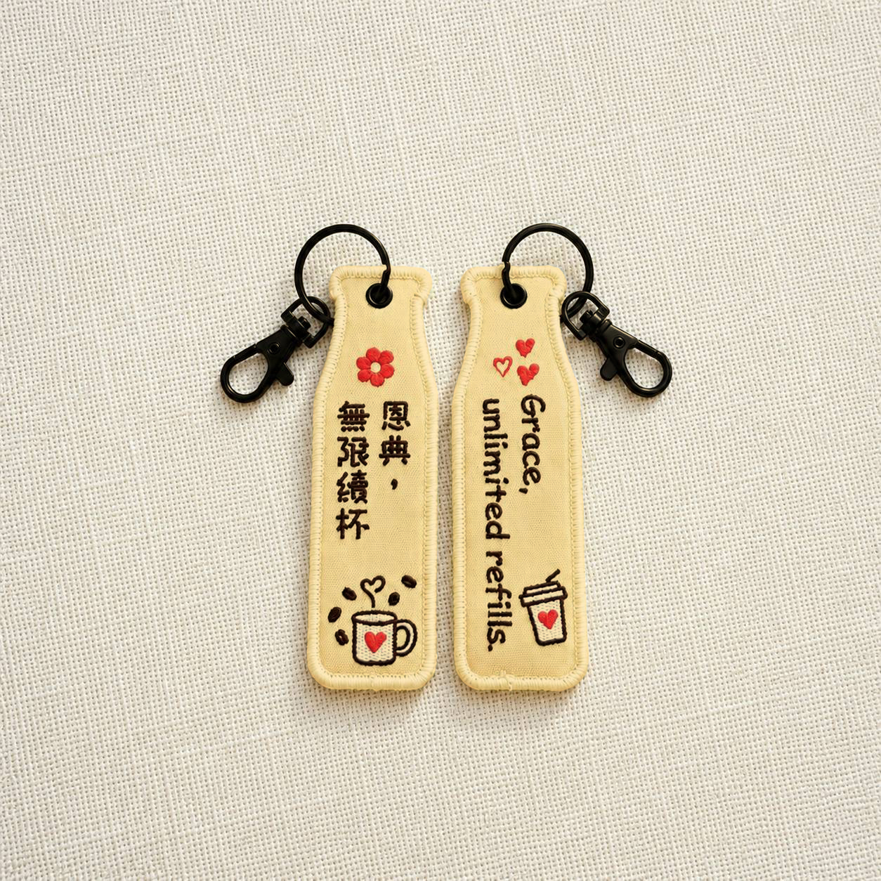 黃-恩典/瓶安同行刺繡吊飾
